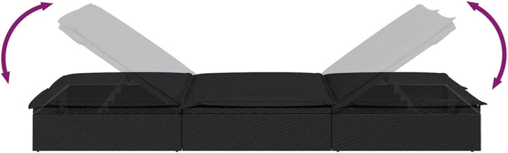 Festnight Poly Rattan Doppelliege Sonnenliege für 2 Personen Gartenliege 2 Personen Doppelliege Outd