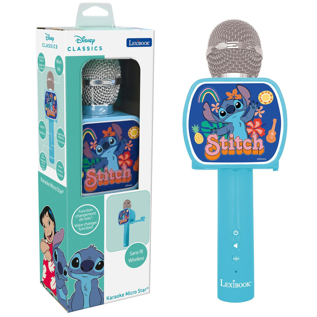 Lexibook, Disney Stitch, Bluetooth®-Mikrofon mit Stimmveränderungsfunktion, integrierter Lautspreche