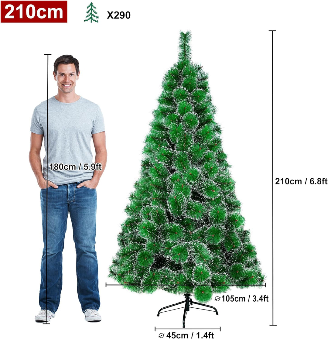 HENGMEI 210cm PVC Weihnachtsbaum Tannenbaum Christbaum Grün künstlicher mit Metallständer ca. 320 Sp