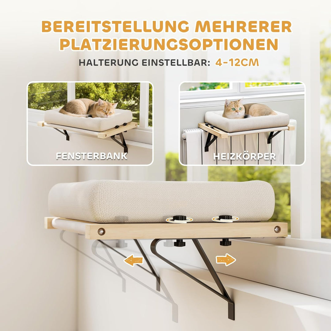 PawHut Heizungsliege, 50x36cm Katzen Katzenliege mit Verstellbarer Halterung, abnehmbarem, maschinen