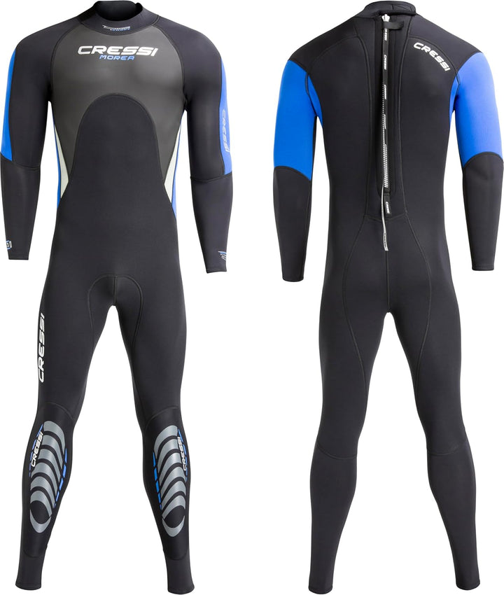 Cressi Morea Herren - Neoprenanzug 3mm für alle Wassersportarten XL/5 Schwarz/Blau/Silber, XL/5 Schw