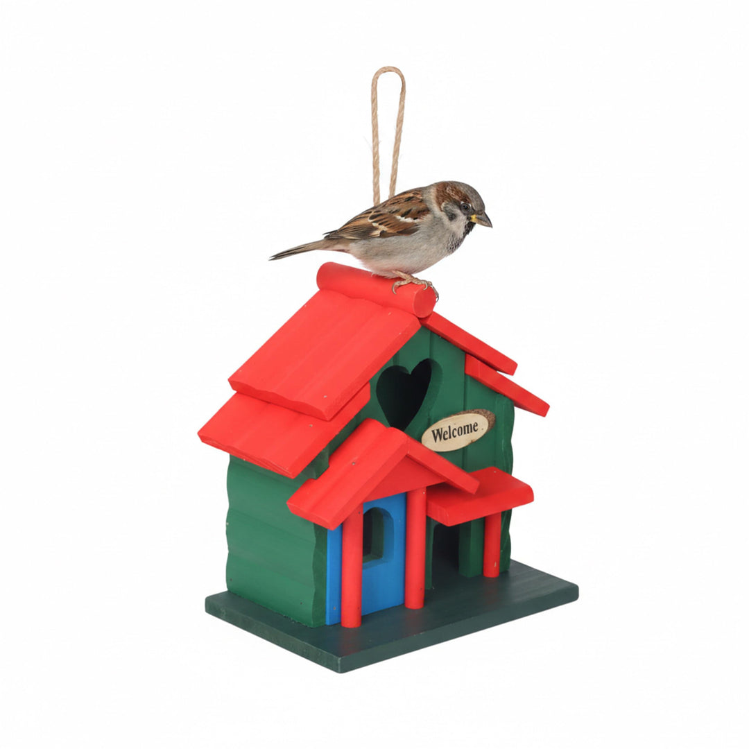 Relaxdays Deko Vogelhaus, Landhausstil, Holz, zum Aufhängen, HBT: 21 x 20 x 13,5 cm, Vogelvilla für