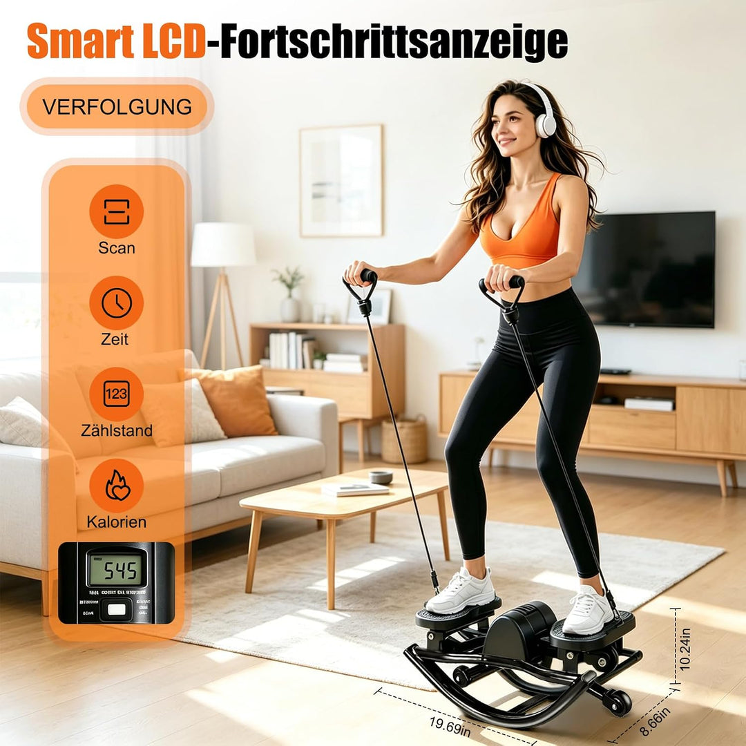 Stepper,Rock Stepper,Mit Power Ropes Sidestepper,fitnessgeräte für zuhause,Trainer bis 200kg,für eff
