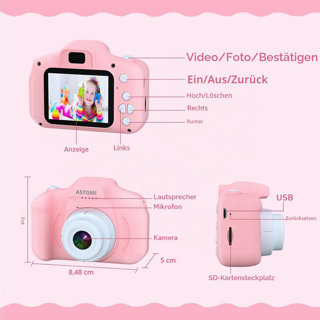 Kinder Kamera, 2.0”Display Digitalkamera ，Geschenke für 3 4 5 6 8 7 9 10 11 12Jahre Jungen und mädch