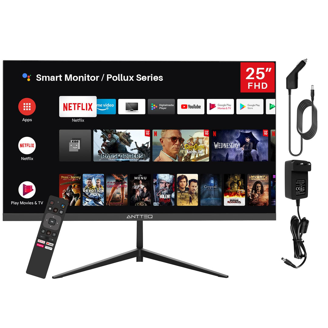 Antteq Smart Monitor 25 Zoll,FHD Android OS,Bluetooth Voice Remote Control,Google Chromecast Built i