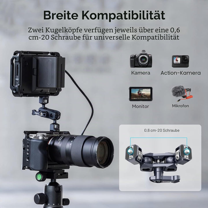 SMALLRIG Dual Ball Heads Magic Arm mit 1/4"-20 Schrauben, max. Belastung 6 kg, nur 88 g, aus Alumini