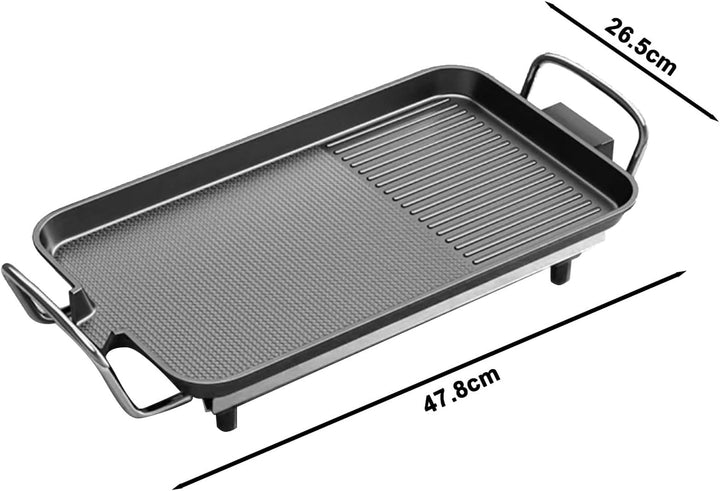 Elektrische Grillplatte, Teppanyaki Grillplatte mit Antihaftbeschichtung, 47 x 26.5 cm, 1500 Watt, S