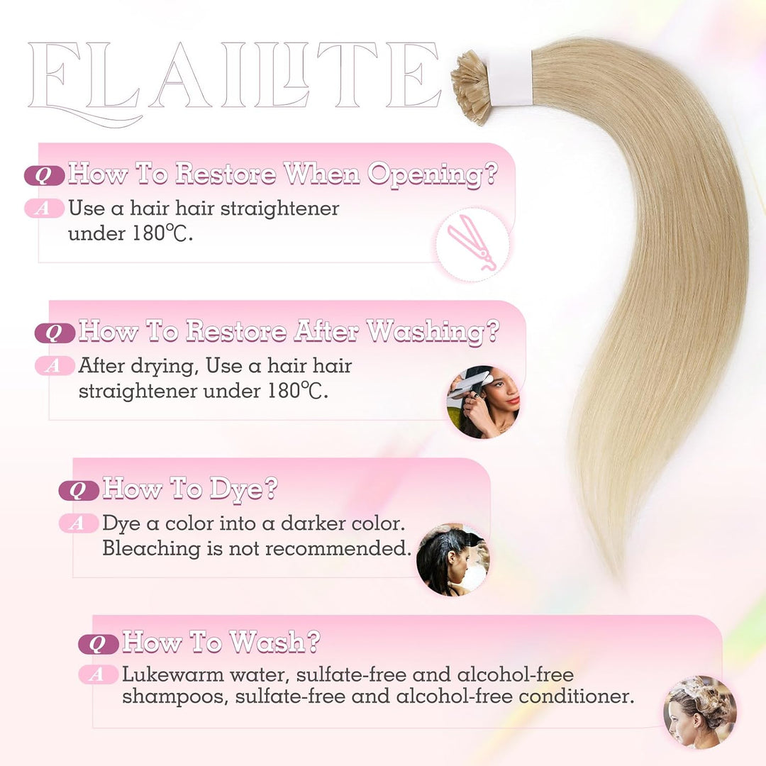Elailite Echthaar Extensions Bonding Haarverlängerung 35cm U-tip Fusion Haar Extension Glatt 25 Strä