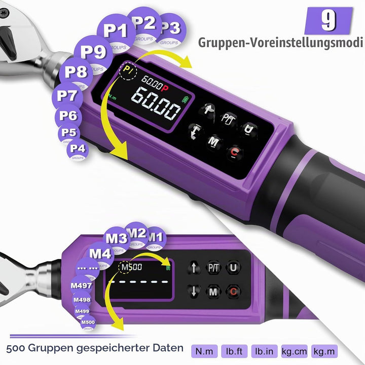 ANPUDS Digitaler Drehmomentschlüssel 3/8 Zoll, 0.9-60Nm Drehmomentschlüssel Fahrrad, Drehmomentschlü