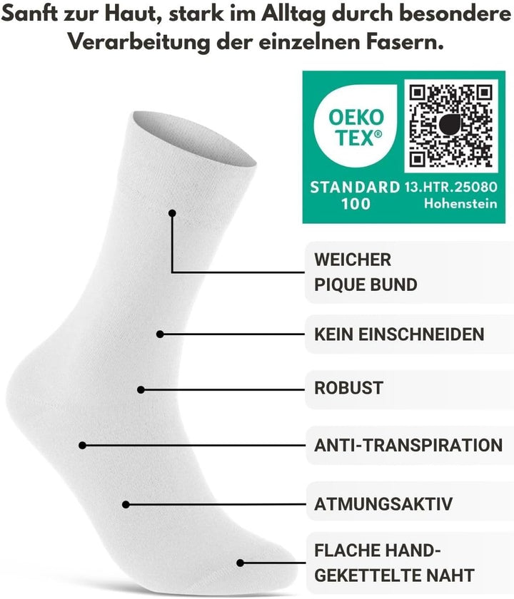 10 Paar Premium Socken Herren &amp; Damen aus gekämmter Baumwolle mit Komfortbund ohne drückende Naht 35