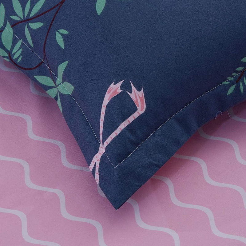 Homewish Flamingo Bettbezug 155x220 Rosa Flamingo Bettbezug Süsses Tier Blumen Flamingo Bettwäsche-S