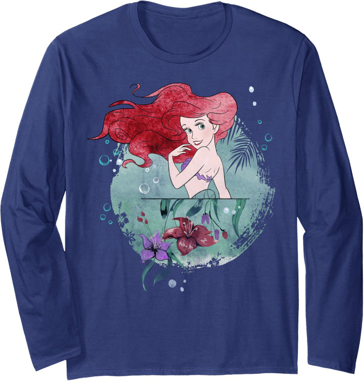 Disney Little Mermaid Ariel Painted Collage Portrait Langarmshirt