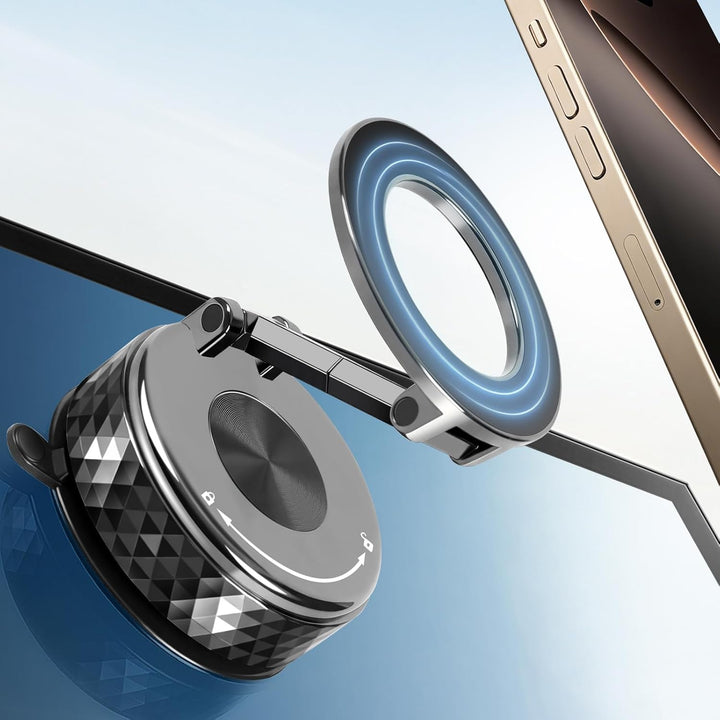 Handyhalterung Auto Magnetisch, Vakuum Magnet Handy Halterung mit Saugnapf für Armaturenbrett, 360°