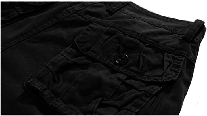 Herren Cargo Shorts Kurze Hose mit 6 Tasche Baumwolle Bermuda Short Stoffhose mit Reissverschlusstas