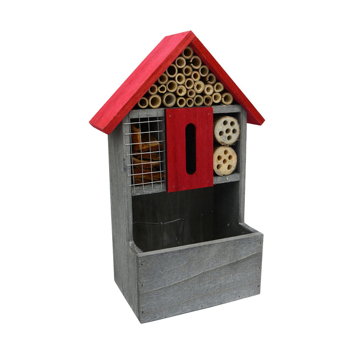 Insektenhotel farbig rot-grau bepflanzbar FSC ® 100%, Rot-Grau