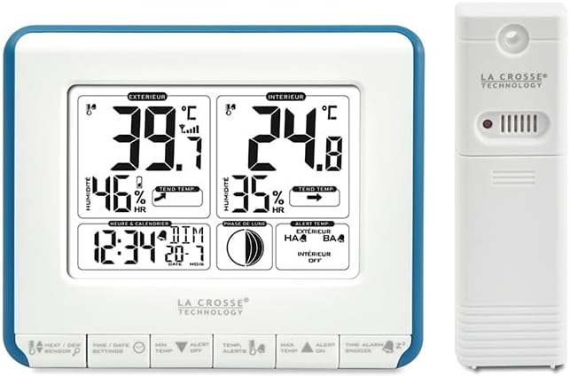 La Crosse Technology WS6812WHI-BLU Wetterstation für den Innen- und Aussenbereich, Weiss/Blau