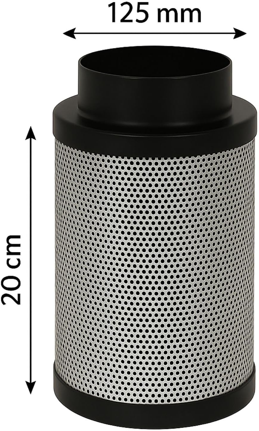 Weedness Airontek Aktivkohlefilter Grow 240 m³/h 125 mm 20 cm - Anti Geruch Belüftung Geruchsfilter