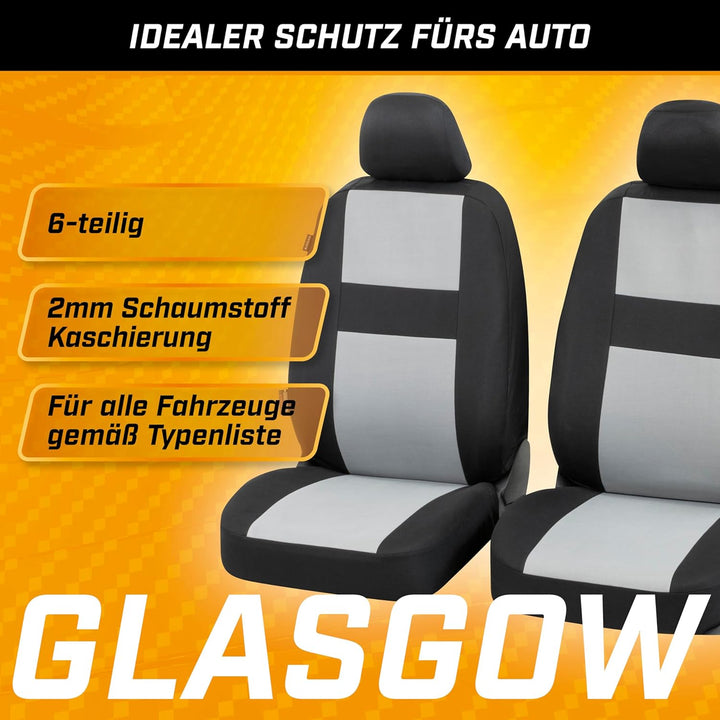 Walser Auto-Sitzbezug Glasgow 2 Vordersitzbezüge, Universal PKW-Sitzbezüge Polyester, Auto-Schonbezü