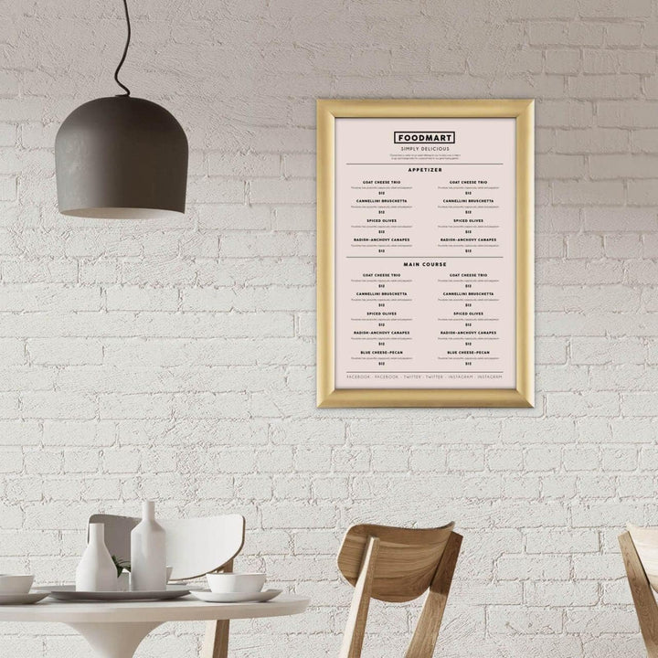 Europel leichte Klapprahmen DIN A3, Easy-Click System, Profil 25x11 mm, Farbe Gold, eloxierte Alumin