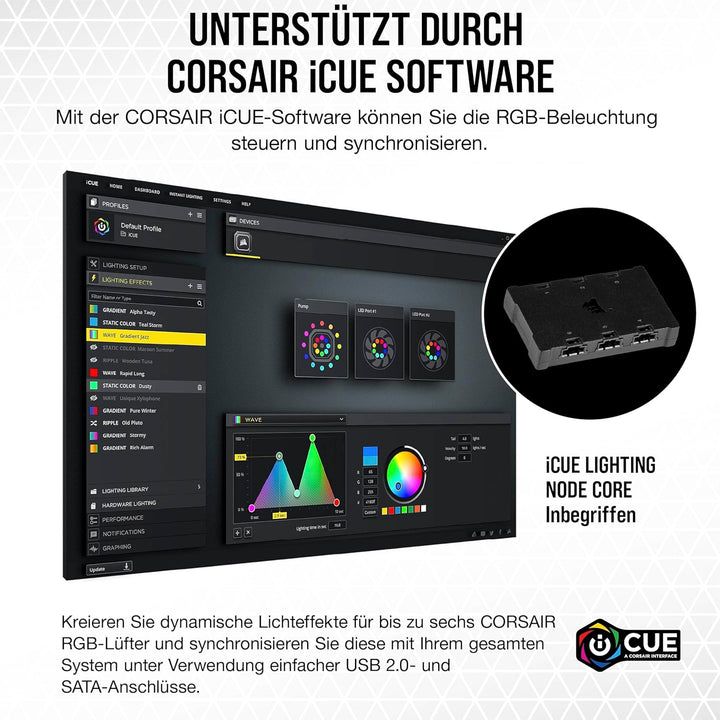 Corsair iCUE ML140 RGB ELITE, 140-mm-PWM-RGB-Lüfter (CORSAIR AirGuide-Technologie, Magnetschwebelage