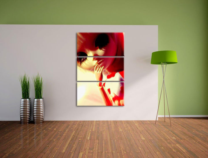 hübsches Pullip-Püppchen mit sehr langen Wimpern NewArt 3-Teiler Leinwandbild 120x80 Bild auf Leinwa
