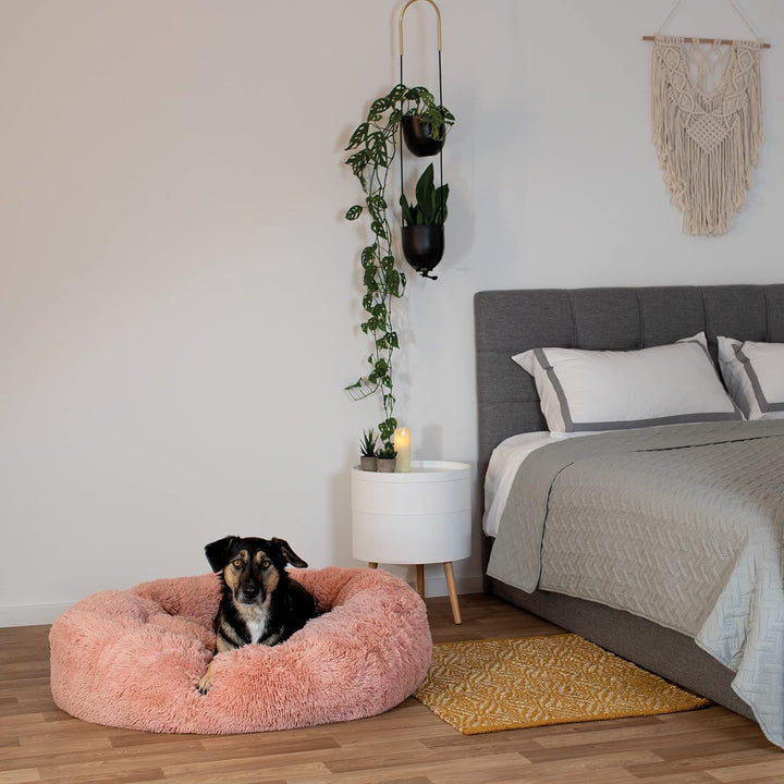 lionto Hundebett rund Hundekissen Hundesofa Katzenbett Donut, (3XL) 100 cm Ø rosa L 100 x B 100 x H