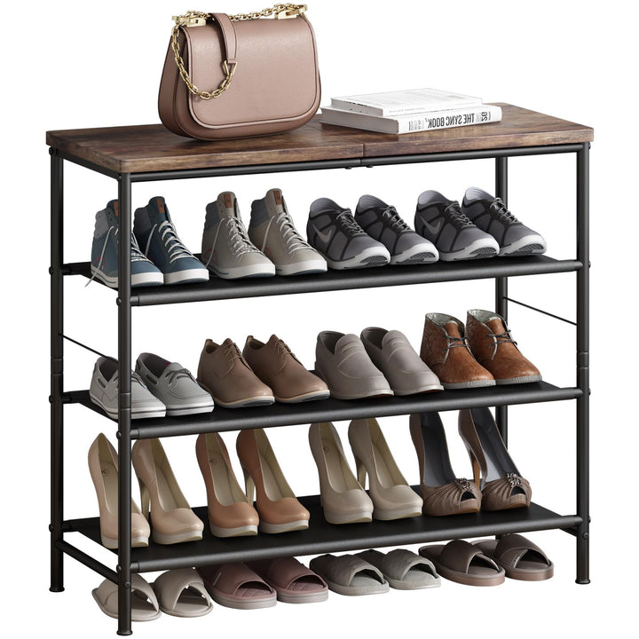 Schuhregal, 4-stöckiges Schuhablage mit oberem MDF-Paneel und Regal Vliesstoff für Eingangsbereich,