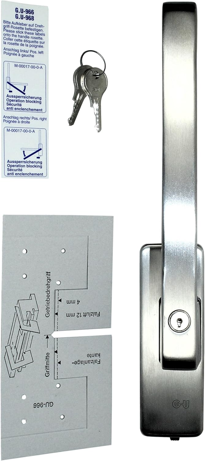 SN-TEC GU Schiebetür PSK Drehgriff abschliessbar DIRIGENT 966/976, 34225 oder auch 30251, DIN Links