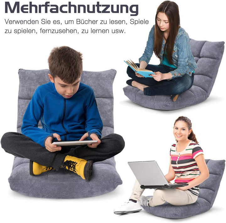 GOPLUS Bodenstuhl, Bodensofa mit Rückenlehne, Bodensessel mit Schlaffunktion, Floor Chair, Lazy Sofa