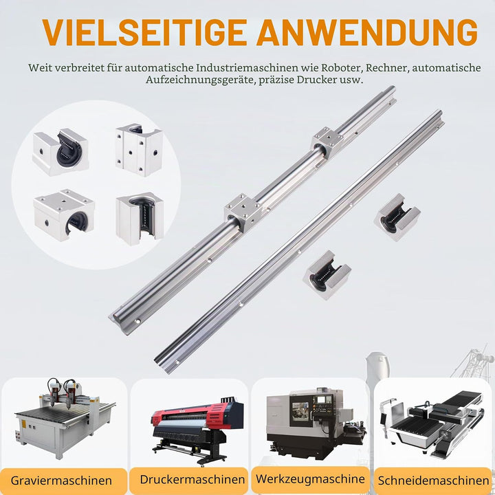CNCYEAH 2 stücke Linear Schiene SBR16-600mm 16 MM Linearlager Schiene Gleitführung Welle + 4 Stücke
