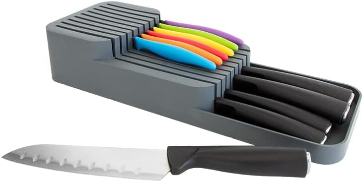 Messerorganizer für 18 Messer – zweistufiger Messerblock für Küchenschublade oder freistehend, rutsc
