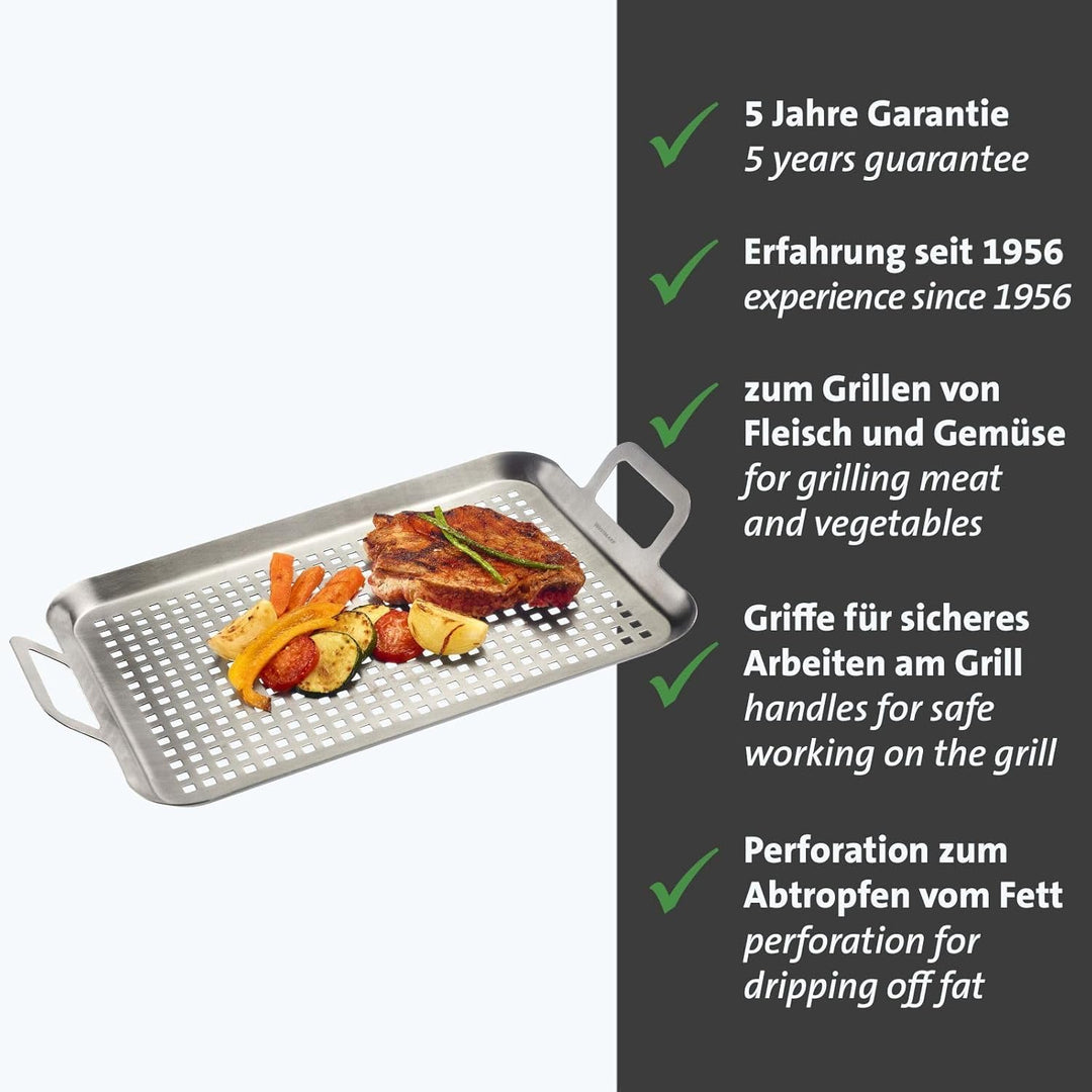 Westmark Grillpfanne flach & gross – Praktisch zum Grillen von Gemüse, Fleisch und anderen Leckereie