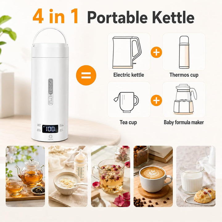 Idota Reisewasserkocher Klein, 400ml Reise wasserkocher mit 4 Temperaturstufen, Mini Reisewasserkoch