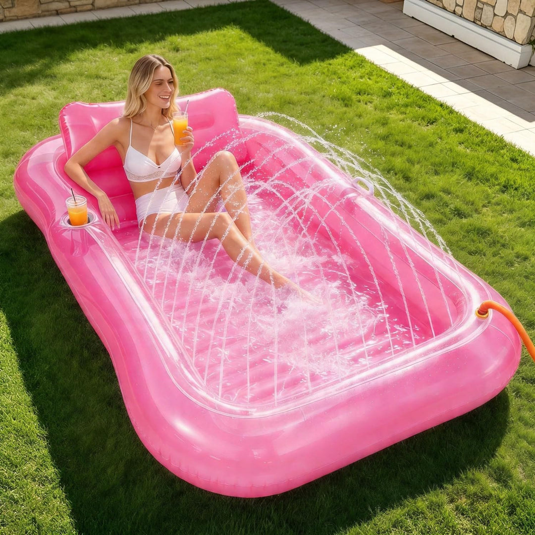 Luftmatratze Pool Erwachsene,Aufblasbar Schwimmmatratze mit Eingebautem Sprinkler,Pool Aufblasbares
