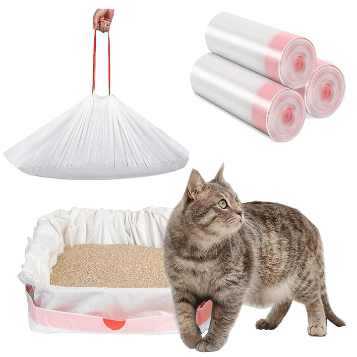 30Stück Katzentoilettenbeutel,Katzenstreutasche mit Zugbändern,Mülltüten,Selbstreinigende Katzentoil