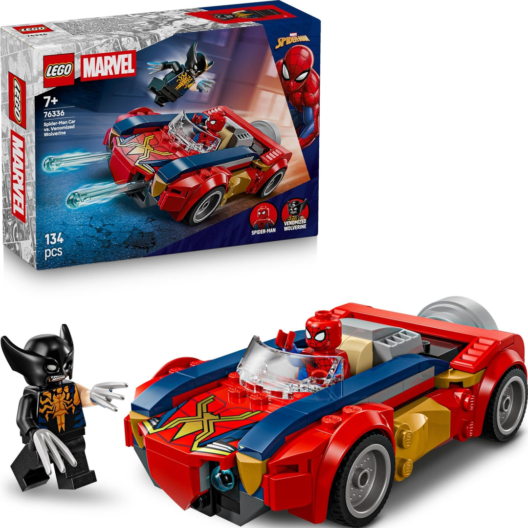 LEGO | Marvel Spider-Man Auto vs. Venomized Wolverine - Superhelden Spielzeug mit Spielzeugauto - Ko