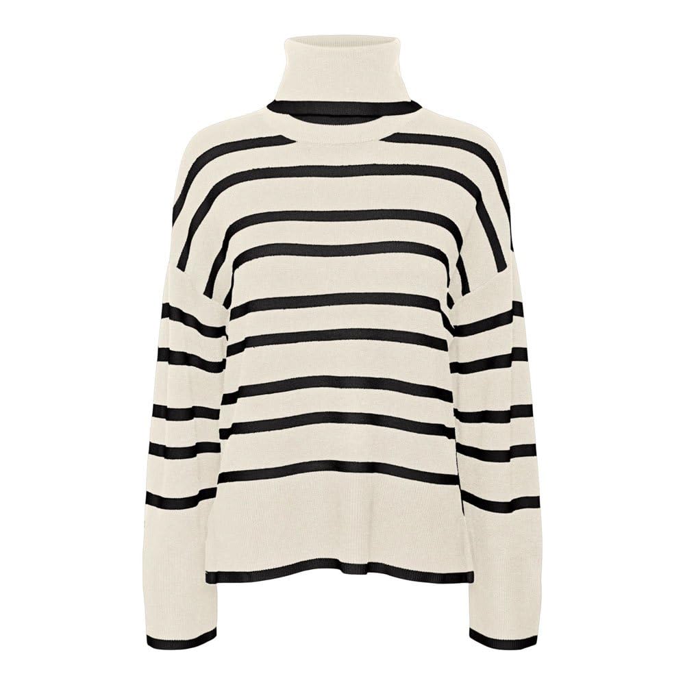 VERO MODA Female Strickpullover VMSABA Pullover S Birch/Stripes:black, S Birch/Stripes:black