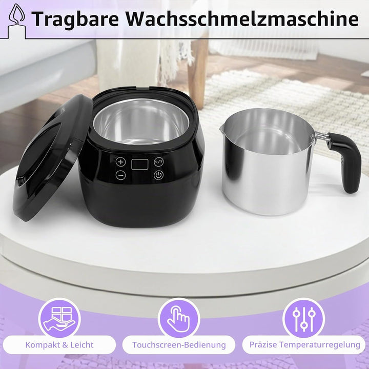 Elektrischer Wachsschmelztopf mit Led-Anzeige, 1L Wachsschmelztopf für die Kerzenherstellung, Einste