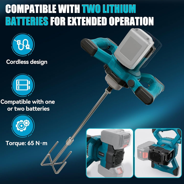 Akku Farbmörtelrührer Kompatibel mit Makita 18V Batterie, Bürstenlos Rührwerk Mörtelrührer Tragbarer