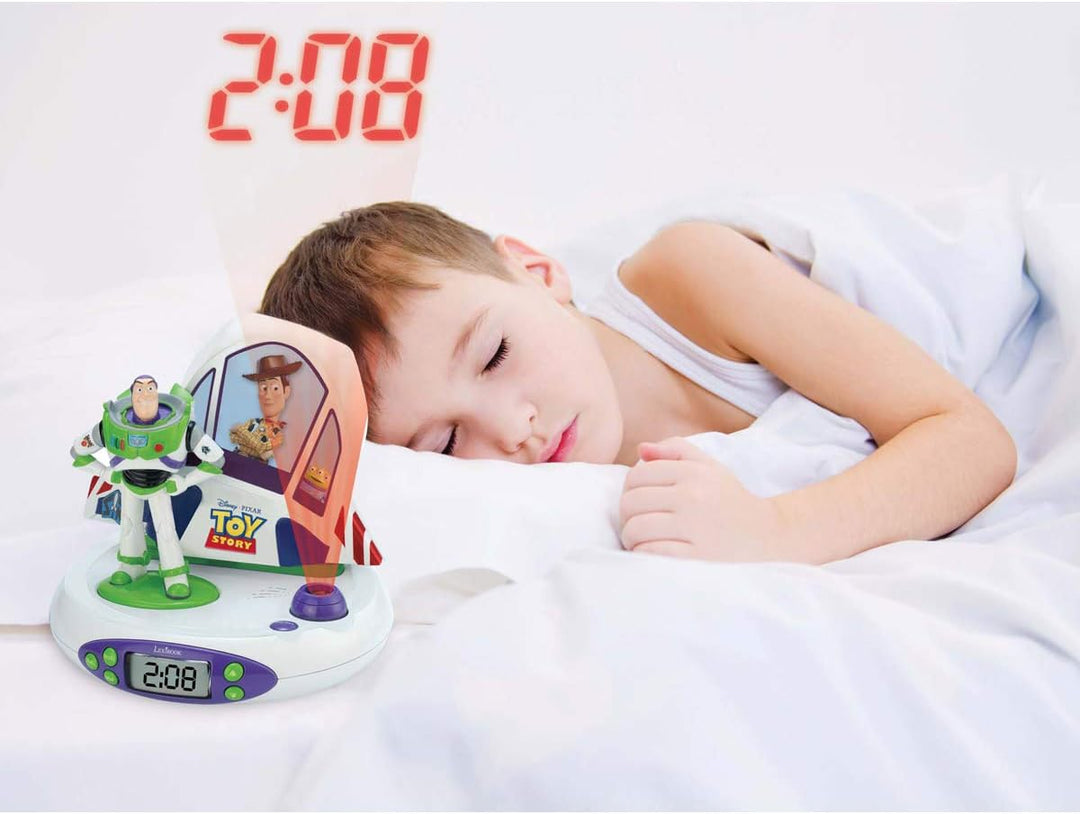 Lexibook Toy Story Disney Buzz &amp; Woody Projektor Funkuhr, Nachtlicht, Zeitprojektion an die Decke, S