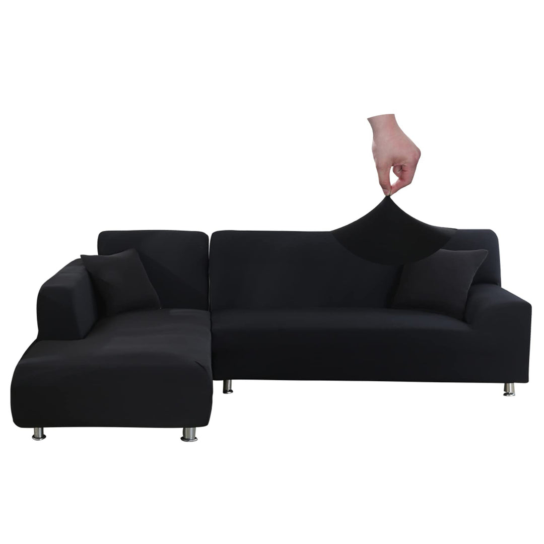 Jaotto Sofa Überwürfe Sofabezug Elastische Spandex Stretch Sofabezüge Couchbezug für L-Form Sofa Uni