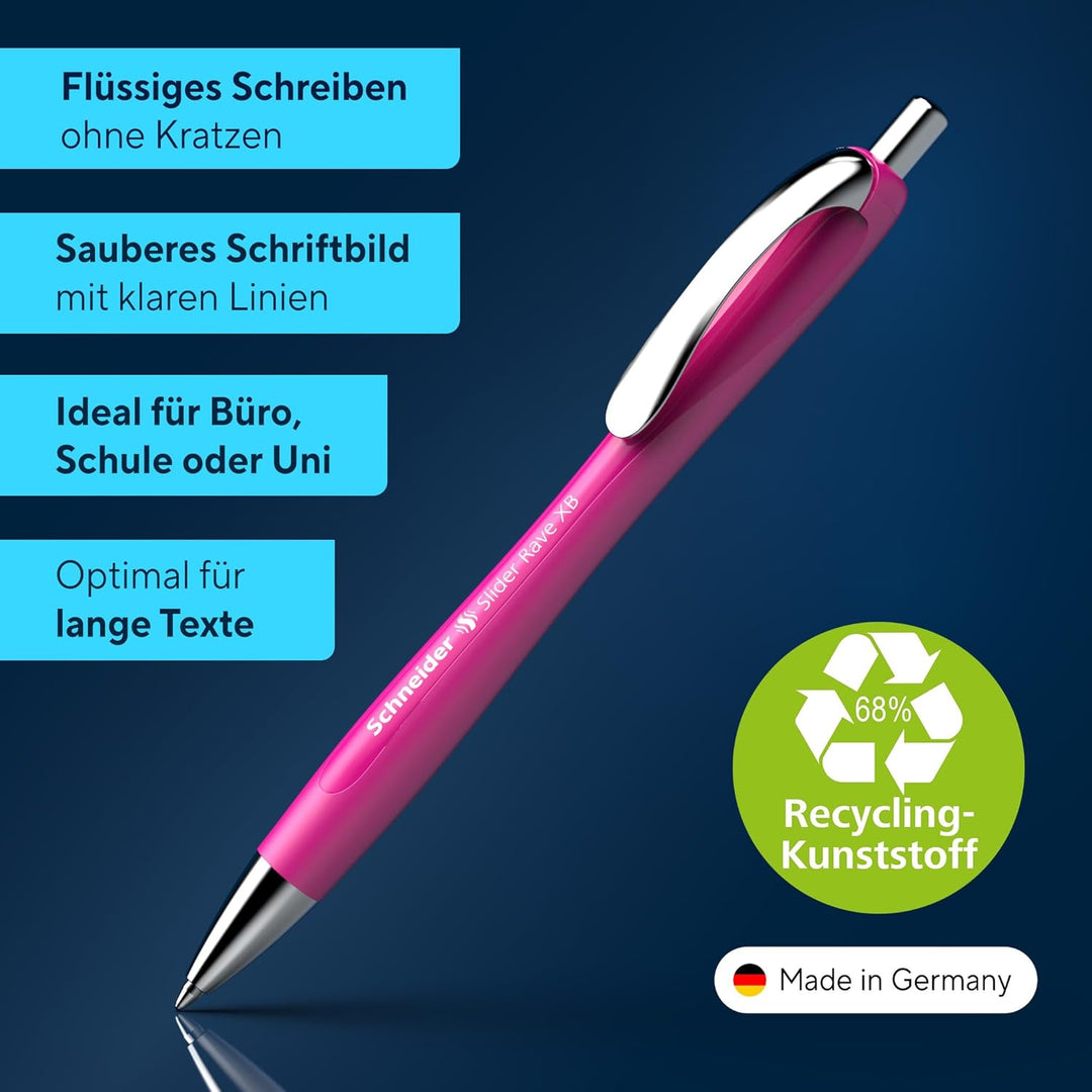 Schneider 132509 Slider Rave XB Kugelschreiber (Limitierte Sonderedition in power pink, Made in Germ