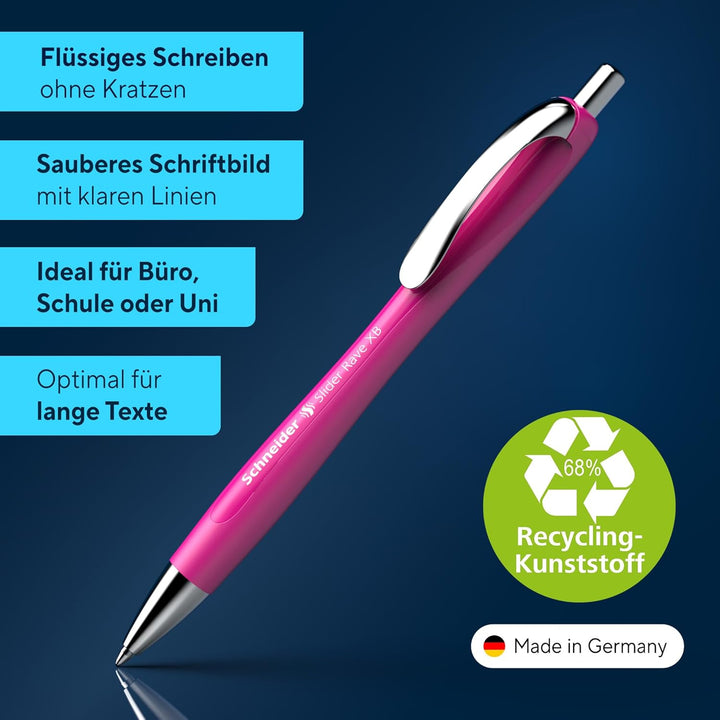 Schneider 132509 Slider Rave XB Kugelschreiber (Limitierte Sonderedition in power pink, Made in Germ