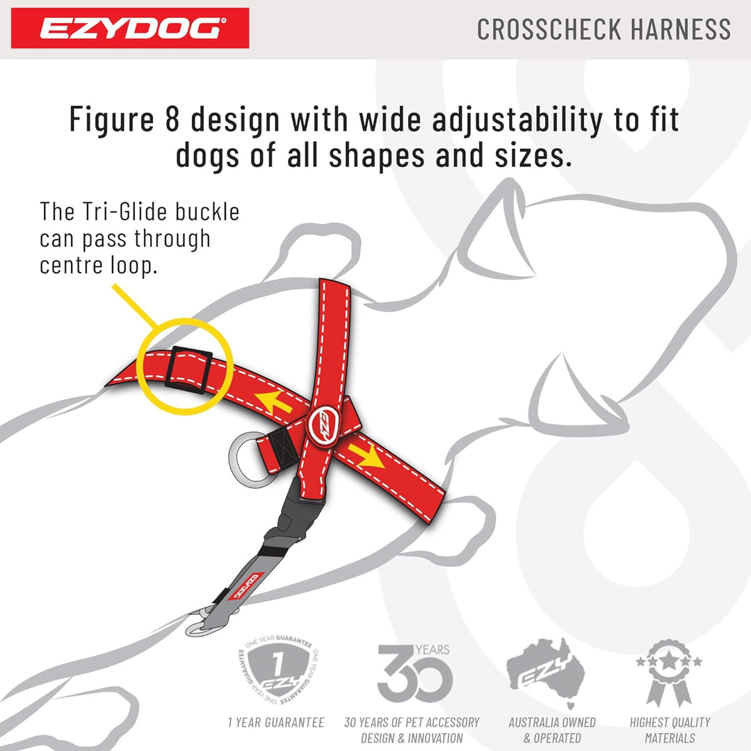 EzyDog Anti Zieh Geschirr Hund - Crosscheck Hundegeschirr für Kleine, Mittelgrosse und Grosse Hunde,