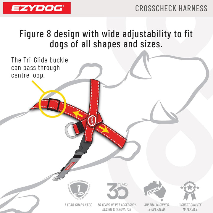 EzyDog Anti Zieh Geschirr Hund - Crosscheck Hundegeschirr für Kleine, Mittelgrosse und Grosse Hunde,