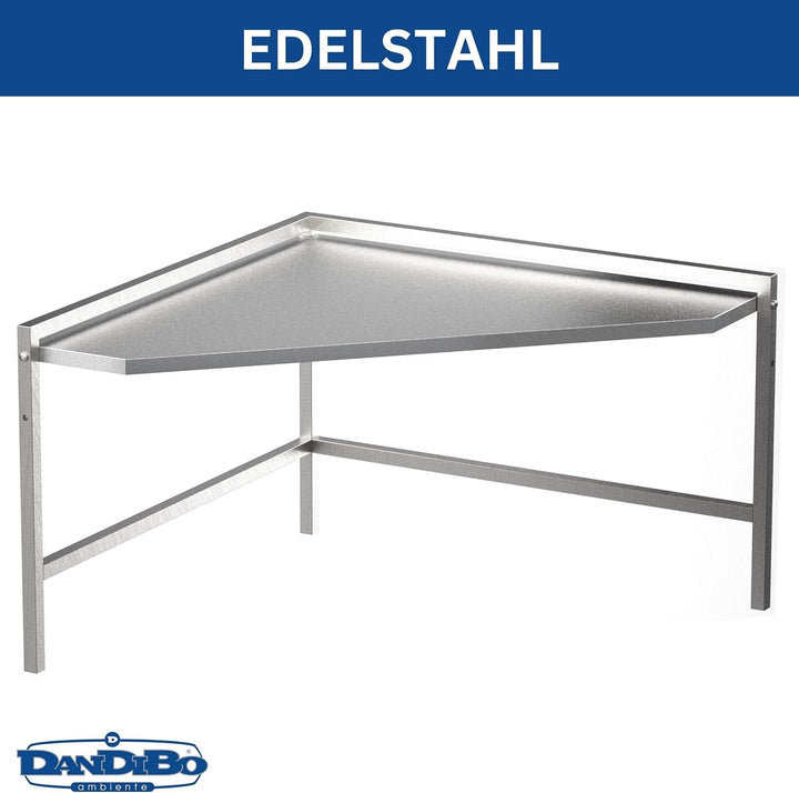 DanDiBo Mikrowellenregal Eckregal Küche Stehend Arbeitsplatte 72x72 cm Edelstahl 2 Stufig 96690 Mikr
