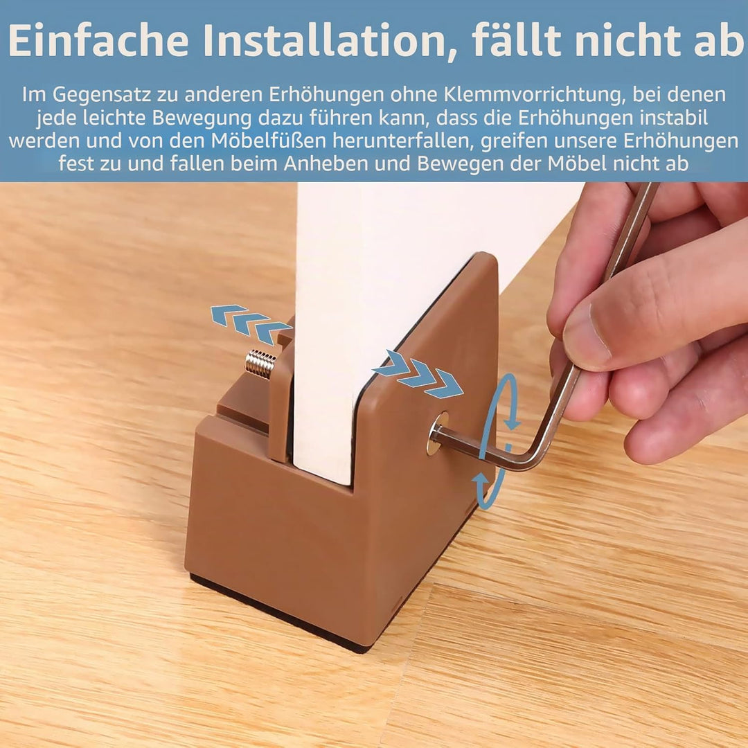 Ezprotekt Einstellbare Bett- und Möbelerhöhungen mit Schraubklemme, 10,2 cm, strapazierfähige Sofa-,