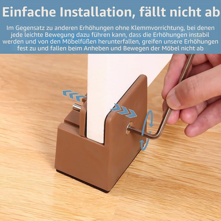 Ezprotekt Einstellbare Bett- und Möbelerhöhungen mit Schraubklemme, 10,2 cm, strapazierfähige Sofa-,
