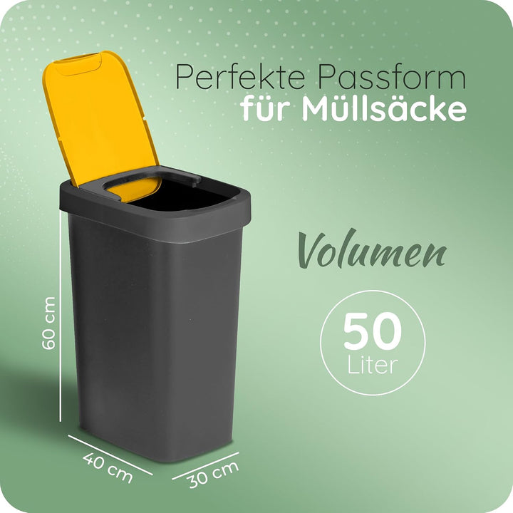 Novaliv Mülltrennsystem 50L 2er Set Mülleimer mit Schwingdeckel, Mülltrennung Küche Abfalltrennung,