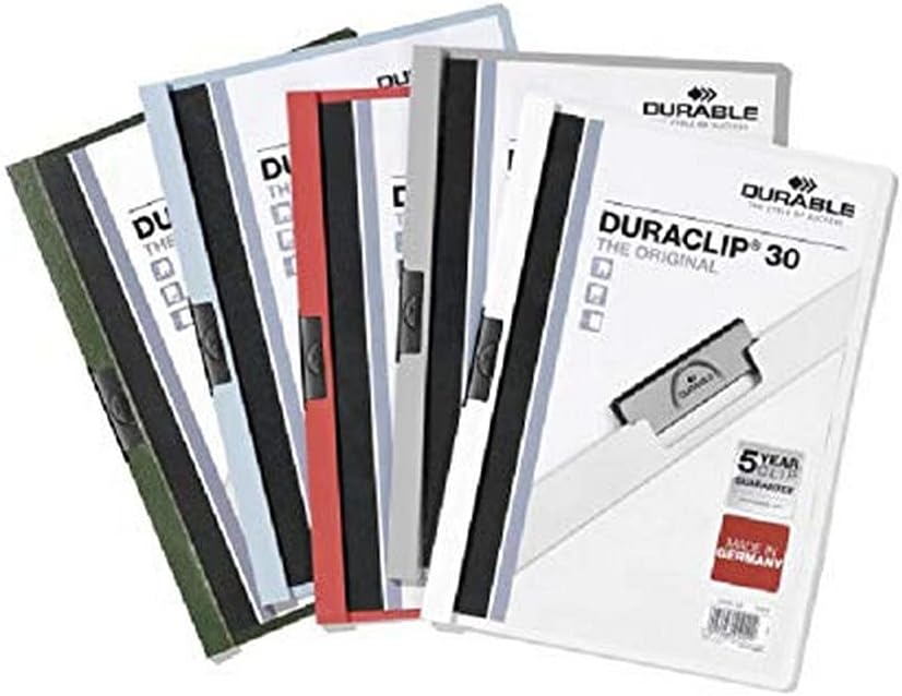 Durable Klemm-Mappe Duraclip Original 30 (für 1-30 Blatt A4), 25 Stück, weiss, 220002 weiss 1 - 30 B